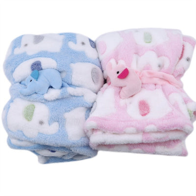 couvertures bébé éléphants bleus roses