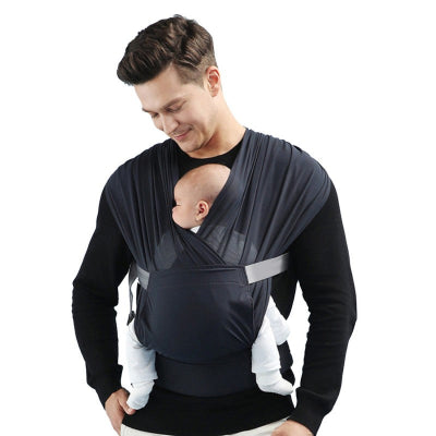Image écharpe de portage noir - papa avec bébé