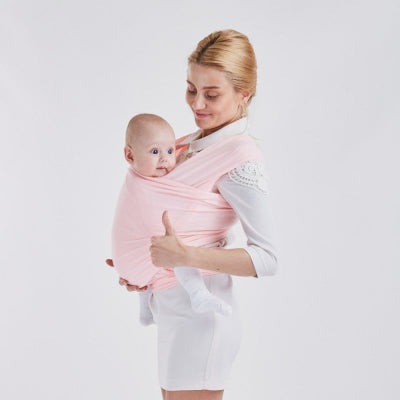 écharpe de portage rose - maman avec bébé
