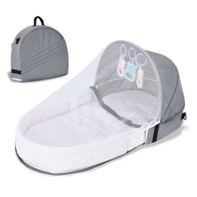 lit de voyage bébé - gris pliant