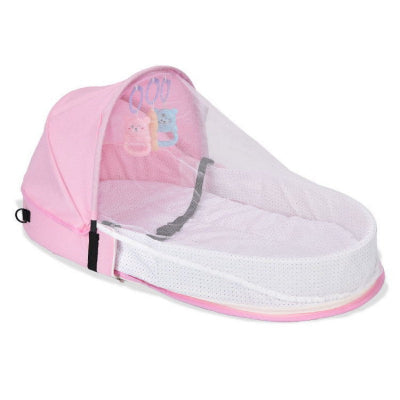 lit de voyage bébé - rose et pliant