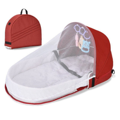 lit de voyage bébé - rouge et pliant