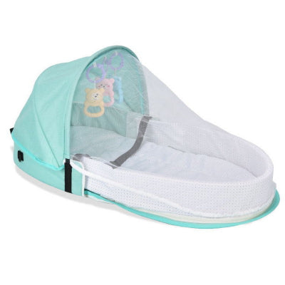lit de voyage bébé - vert et pliant