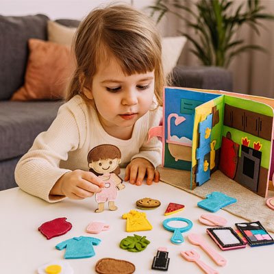 montessori livre bébé en tissu rose