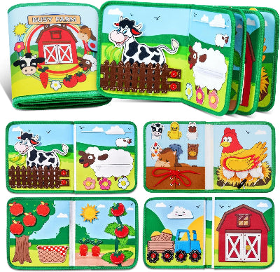 livre sensoriel bébé en tissu vert