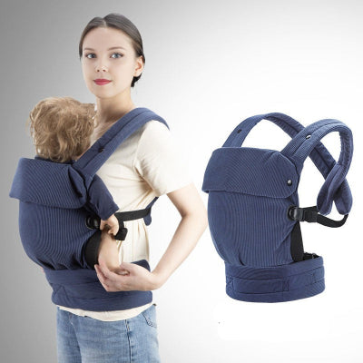 porte bébé physiologique bleu flanelle - portage avant