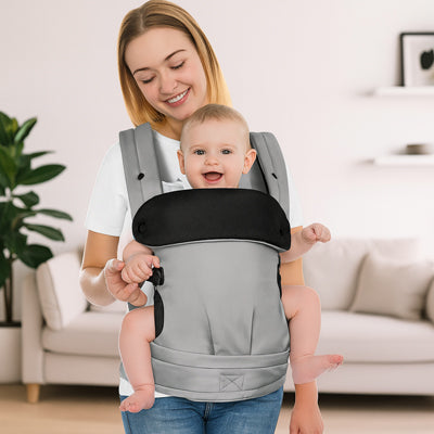 porte bébé physiologique gris - portage avant