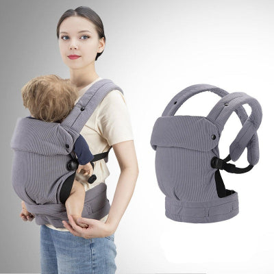 porte bébé physiologique flanelle gris - portage avant