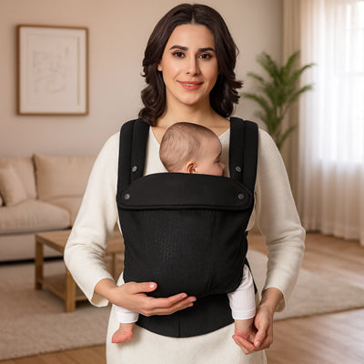 porte bébé physiologique noir - portage avant