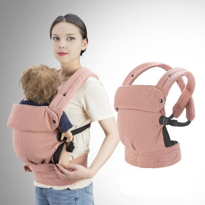 porte bébé physiologique flanelle rose - portage avant
