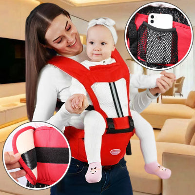 porte bebe rouge avec pochette - fillette avant