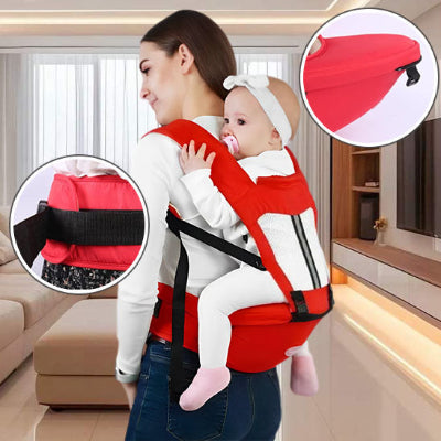 porte bebe rouge avec pochette- bebe derrière maman