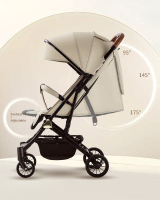 poussette pliable à un bouton couleur marron thé au lait - extensible pour couchage bébé