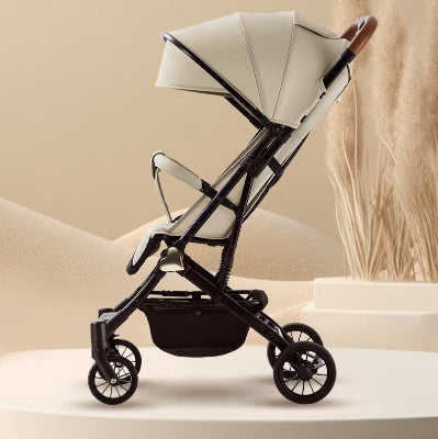 poussette pliable à un bouton couleur marron thé au lait