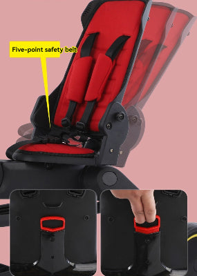 poussette tricycle pliable rouge pour enfant dossier rabattable