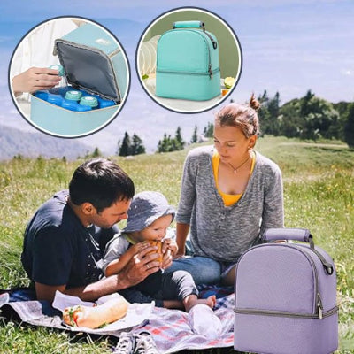Porte biberon portable vert et violet - sac à langer