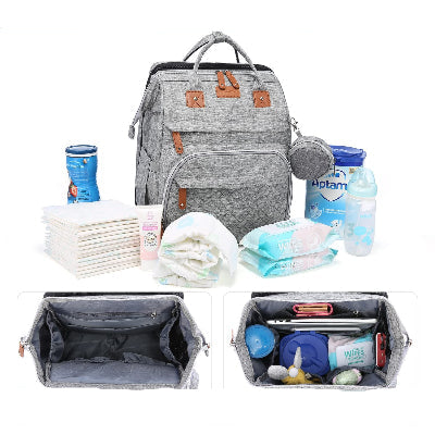 sac à langer gris avec berceau pliable- babybag