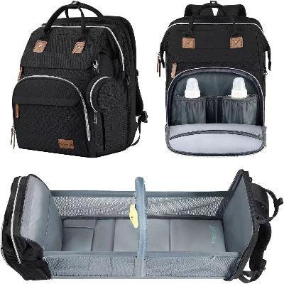 sac à langer noir avec berceau pliable- babybag 5 en 1