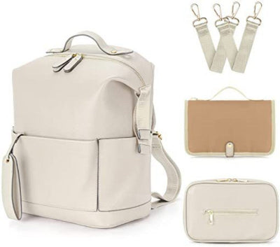 sac à langer en cuir blanc - sac à dos pour maman