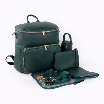 Image détaillée sac à langer vert - cuir PU