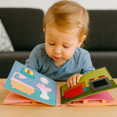 livre sensoriel bébé tissu