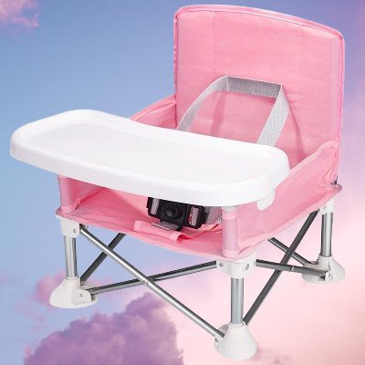 chaise haute bébé rose