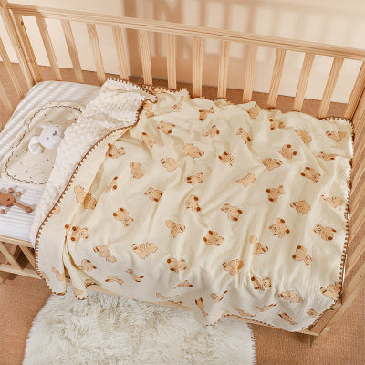 couverture bébé en velours - motif ours en pelouche