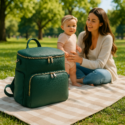 sac a langer vert - cuir PU