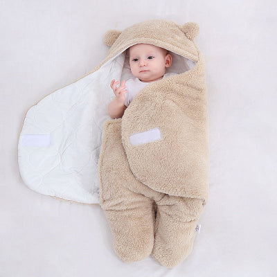 nid d'ange petit ourson kaki flanelle -sac de couchage bébé - gigoteuse