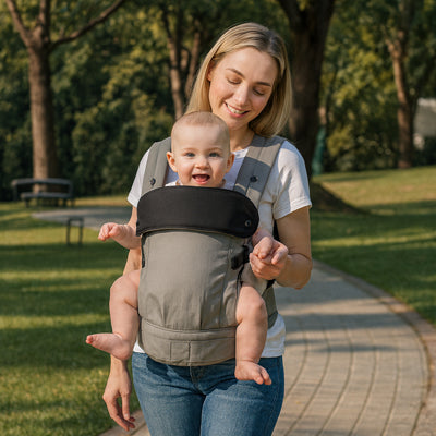 porte bébé physiologique  gris coton - portage avant