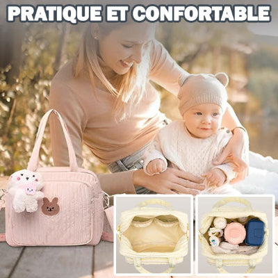 sac à langer rose  organisateur intérne