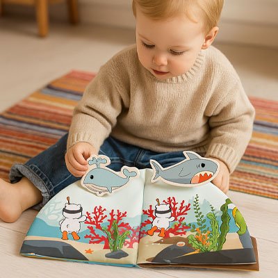 livre bebe en tissus sensoriel
